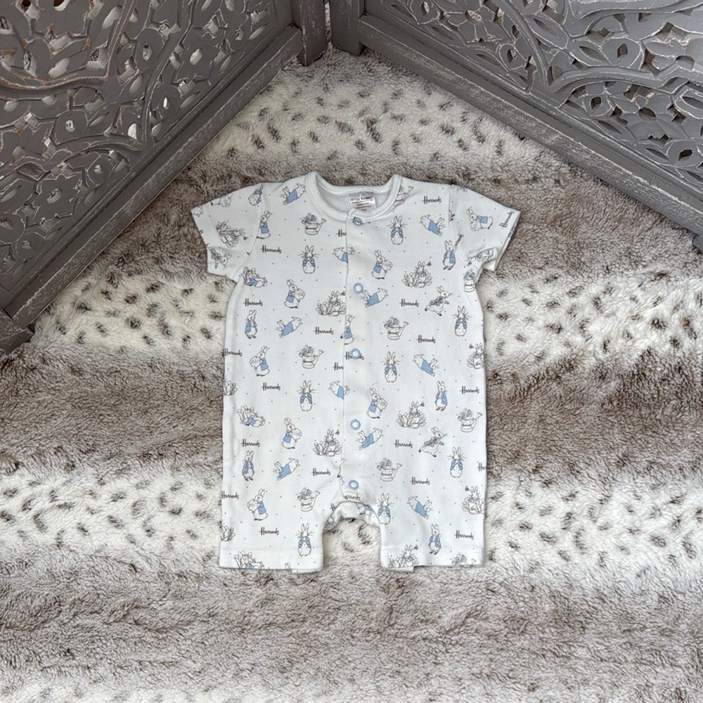 Harrods of London Peter Rabbit bodysuit kids 3-6 months baby infant garden party